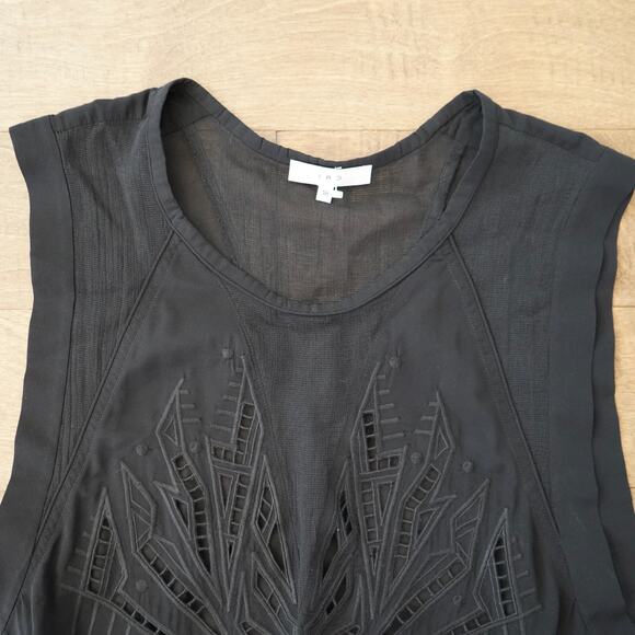 IRO Brady Silk Embroidered Ruched Dress in Black Size FR38 /‎ US S/M - Picture 5 of 8